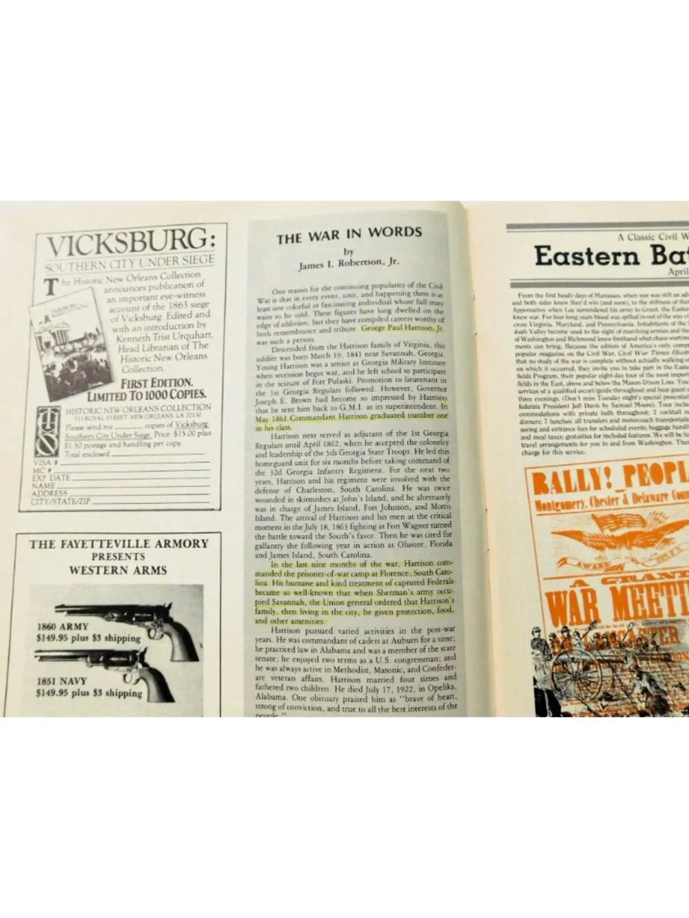 Civil War Times Illustrated Magazine October 1981 Vol 20 No 6 Historical Issue
